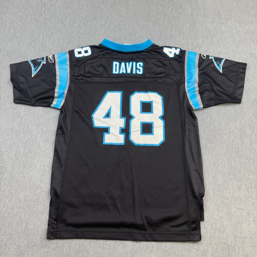 Vintage Carolina Panthers Jersey Youth Large 14-16 Stephen Davis Reebok Nfl